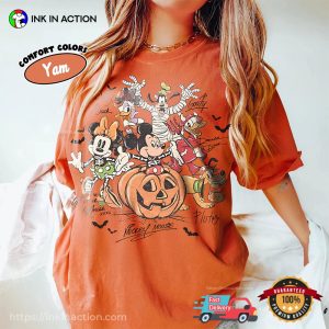 Retro Halloween Mickey And Friends Signatures Comfort Colors Tee 3