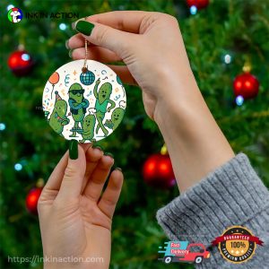 Retro Pickle Party Christmas Ornament 2