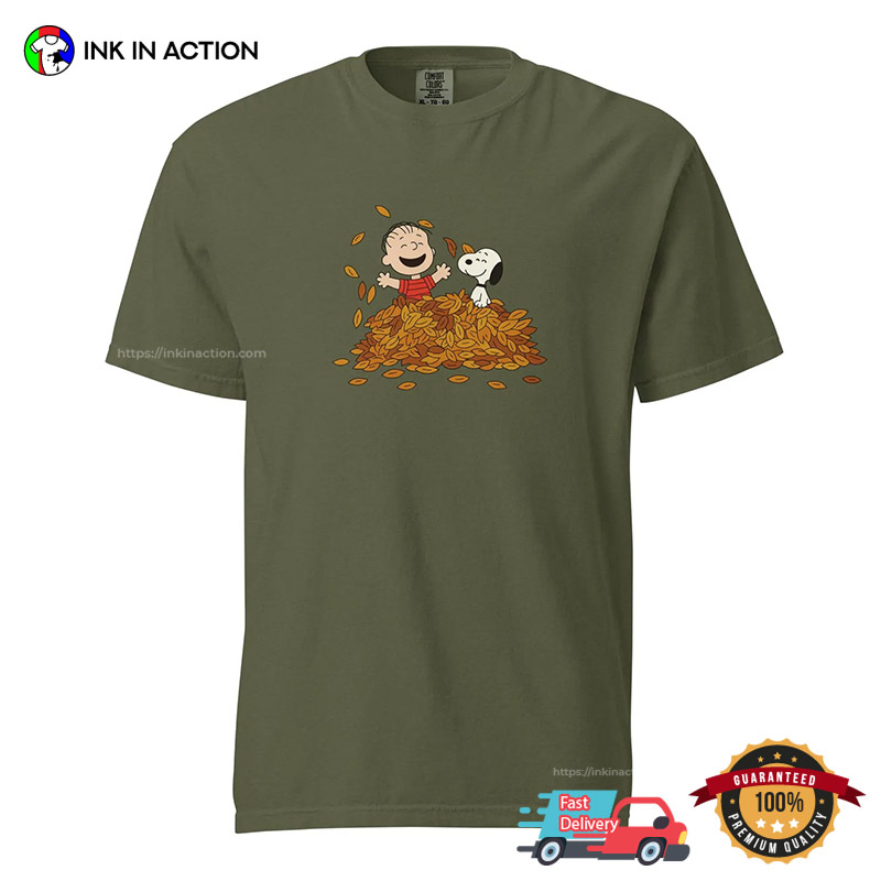 Snoopy And Linus Playing Autumn Comfort Colors Tee Snoopy And Linus Playing Autumn Comfort Colors Tee