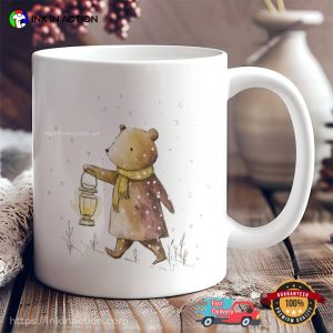 Snowy Winter Bear Walking In Christmas Cup