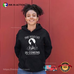 The Yule Cat Is Coming, Winter Solstice Cat Shirt 3 InkInAction.com