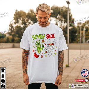 Trending Santa And Green Monster Hands 6 7 Christmas T-shirt
