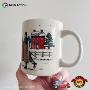 Vintage Winter Scene Village Christmas Mug