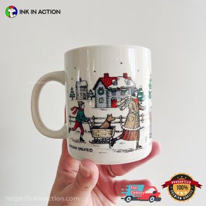 Vintage Winter Scene Village Christmas Mug 3