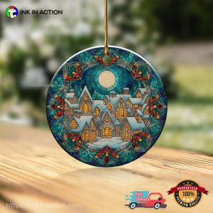 Winter December Solstice Village Ornament