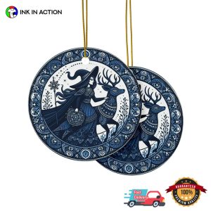 Yule Witch winter solstice art Ornament