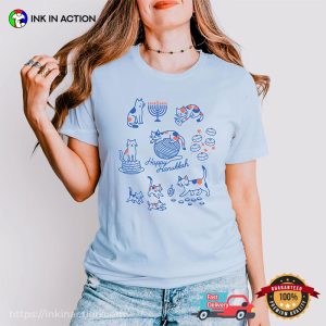 Happy Hanukkah Cozy Cat Comfort Colors Shirt