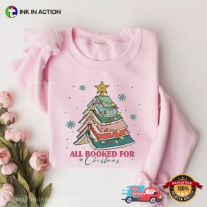 All Booked For Christmas, Xmas Bookworm Shirt 2 InkInAction.com