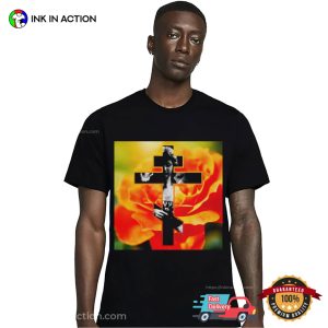 Cemetery Angel Orange Bloom Cross Orthodox Christian T-Shirt
