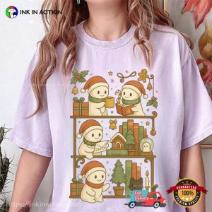 Christmas Bookish Snowman Comfort Colors Shirt 2 InkInAction.com