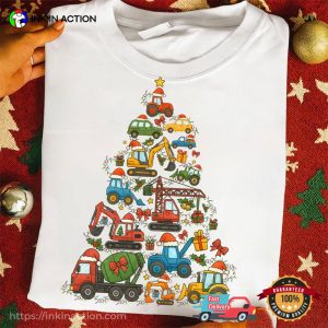 Construction Truck Christmas Tree Shirt, Holiday Gift For Boys 2 InkInAction.com
