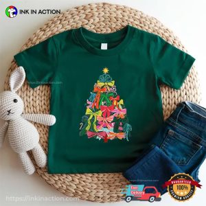 Coquette Bow Christmas Tree Colorful Tee