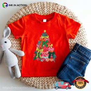 Coquette Bow Christmas Tree Colorful Tee 2 InkInAction.com