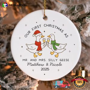Custom Our First Christmas As Married Couple Ornament