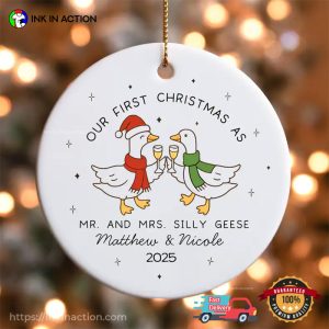 Custom Our First Christmas As Married Couple Ornament 3 InkInAction.com