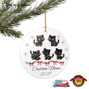 Cute Black Kitty Personalized Tree Ornaments
