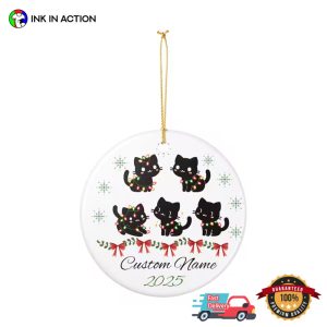 Cute Black Kitty Personalized Tree Ornaments