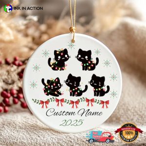 Cute black Kitty personalized tree ornaments 3 InkInAction.com
