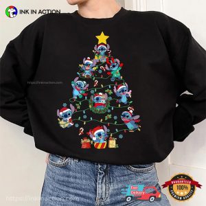 Disney Lilo And Stitch Christmas Lights Tree Tee