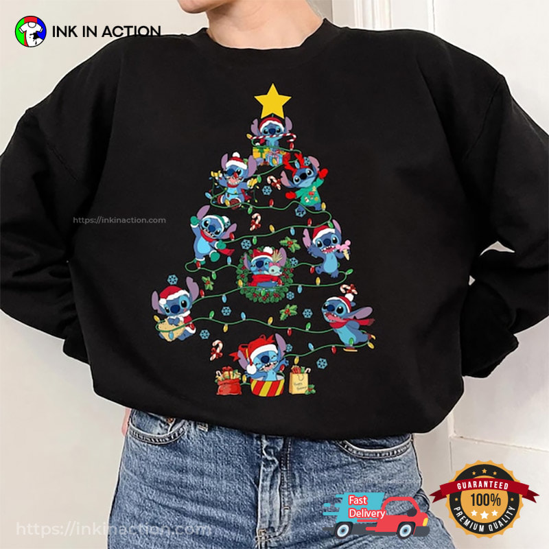 Disney Lilo And Stitch Christmas Lights Tree Tee Disney Lilo And Stitch Christmas Lights Tree Tee