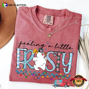Feeling A Little Frosty Cute Snowman Winter Comfort Colors Shirt InkInAction.com