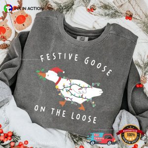 Festive Goose On The Loose Silly Goose Christmas Comfort Colors Shirt