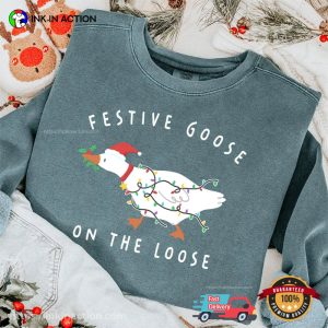 Festive Goose on the Loose Silly Goose Christmas Comfort Colors Shirt 2