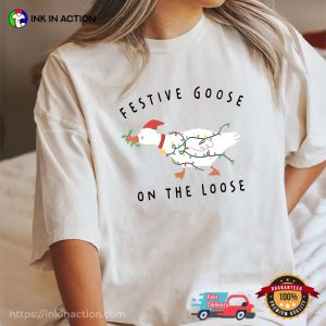 Festive Goose On The Loose Silly Goose Christmas Comfort Colors Shirt
