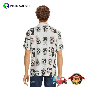 Friday The 13th Men’s And Big Men’s Mask Scribble Button Hawaiian Shirt