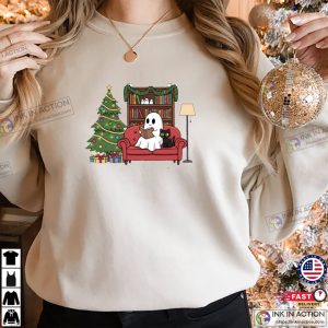 Ghost Reading Book Christmas Themed Shirts