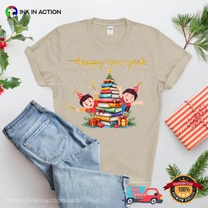 Happy New Year Book Xmas Tree Comfort Colors Shirt