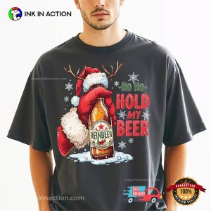 Ho Ho Hold My Beer Funny Santa Christmas Shirt
