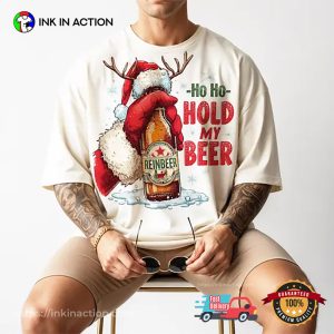 Ho Ho Hold My Beer Funny Santa Christmas Shirt