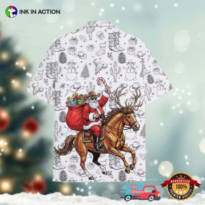 Howdy Xmas Cowboy Button Aloha Shirt