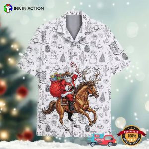 Howdy Xmas Cowboy Button Aloha Shirt
