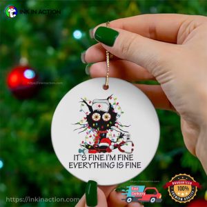 I’m Fine Nurse Cat Christmas Ornament