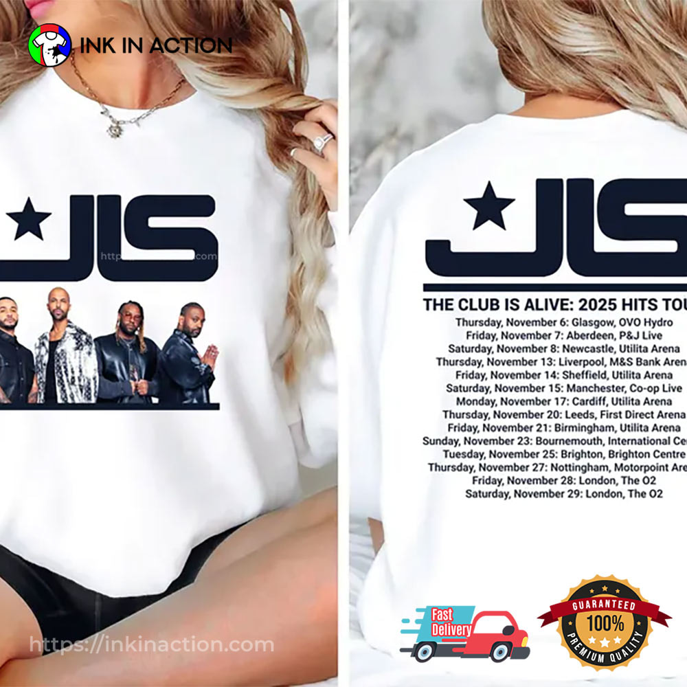 JLS The Club Is Alive 2025 Tour 2 Sided Shirt JLS The Club Is Alive 2025 Tour 2 Sided Shirt