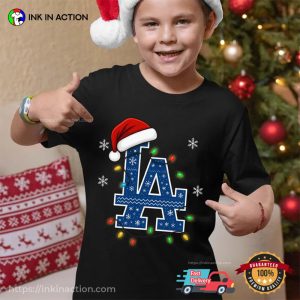 LA Baseball Christmas Light Blub Shirt 2 InkInAction.com