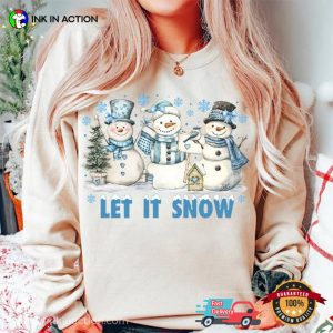 Let It Snow Season Christmas, Coquette Snowman Comfort Colors Shirt