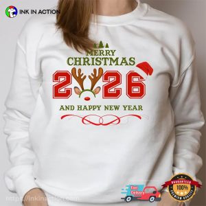 Merry Christmas And Happy New Year 2026 Holidays Tee