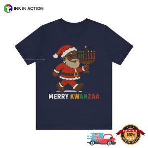 Merry Kwanzaa Funny Black Santa kwanzaa candles Shirt 1 InkInAction.com