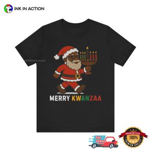 Merry Kwanzaa Funny Black Santa kwanzaa candles Shirt 2 InkInAction.com