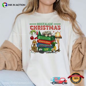 Nostalgic Christmas, Retro Christmas Movies Comfort Colors Shirt