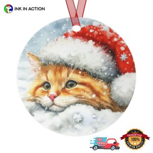 Orange Tabby Cat Merry Xmas Ornament