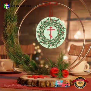 Orthodox Cross Christmas Wreath Religious Holiday Ornament