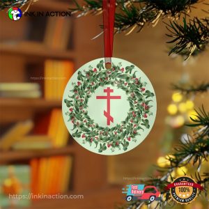 Orthodox Cross Christmas Wreath Religious Holiday Ornament