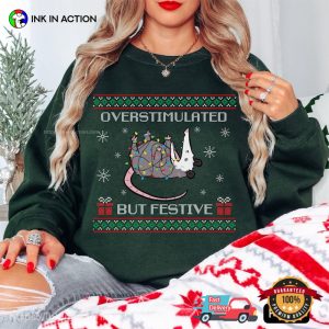 Overstimulated But Festive Dead Possum Christmas Comfort Colors Shirt 3 InkInAction.com