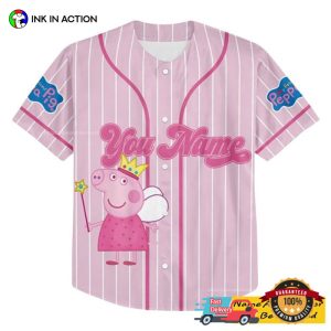 Personalized Peppa Pig Pink Baseball Jersey