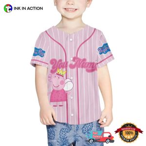 Personalized Peppa Pig Pink Baseball Jersey