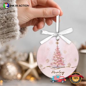 Personalized Pink Christmas Tree Ornament